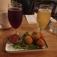 Smoked Cheese Croquettes and drinks at Nolita in Wellington