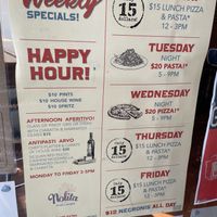 Specials menu  at Nolita in Wellington