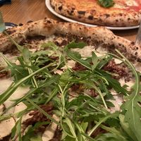 Pizza of the day ( truffle cream, vegan mincemeat, mozzarella and roquette)    at Marcus Pizze Amore in Paris