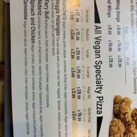 Partial menu at Ephesus Pizza in Pittsburgh