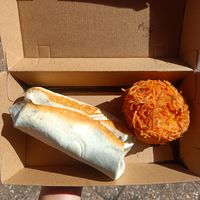 Vegan burrito and hash brown at Maria Cafe in Upwey