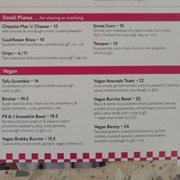 Vegan menu at Maria Cafe in Upwey