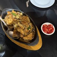 Black pepper sizzling tofu  at Chao 炒炒蔬食熱炒 in Taipei