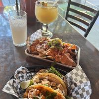 Buffalofu nachos and a variety of tacos. Horchata and amazing virgin margarita    at Terror Tacos in St Louis