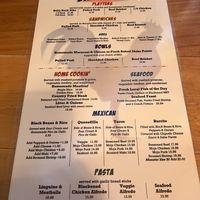 Menu  at Big Pine Rooster in Big Pine Key