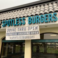 Outside at Spotless Burgers in Upland