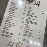 Drink menu at Warehouse 4 Coffee in Kettering