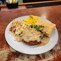 Vegan Biscuits and Sausage Gravy with Little Fig Chick'n and JustEgg at Golden West Cafe in Baltimore