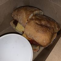 Beyond spicy sausage on cibbatta  at Golden West Cafe in Baltimore