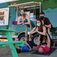 Checking out the trailer. at Lo Pans Kitchen by Plow Burger in Austin