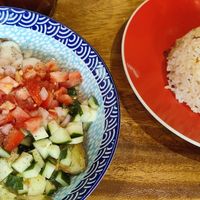 Spicy garlic rice and eggplant salad at Cosmic - Pasig in Pasig