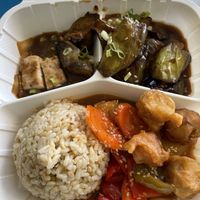 Combo: egg plant / sweet and sour  at Loving Hut - King St in Honolulu