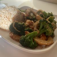 Vegan shrimps with rice   at Loving Hut - King St in Honolulu