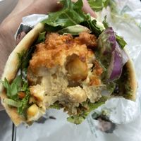 Chickpea Pita (chickpea fritters inside)  at Eliza's Vegan Café in Florence