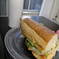 Great sandwich to store in a cooler on our road trip. This is half a portion  #Veganuary at Eliza's Vegan Café in Florence