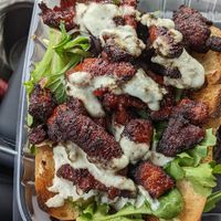 Rib sandwich at Eliza's Vegan Café in Florence