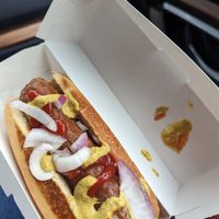 Sausage dog at Eliza's Vegan Café in Florence