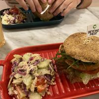 Beyond burger meal with salad  at The Cure Bali in Kuta