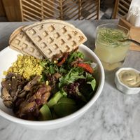 The cure protein bowl + homemade lemonade   at The Cure Bali in Kuta