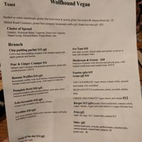 Vegan menu at Wolfhound on Brunswick in Fitzroy