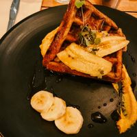 Banana waffles at Wolfhound on Brunswick in Fitzroy