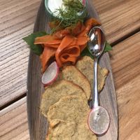 Potatoes bread with sour cream and smoky carrots at Kasvio in Utrecht