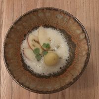 Appel met groene thee mousse  at Kasvio in Utrecht