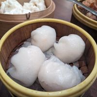 Imitation shrimp dumplings. We weren't a fan. at Vegetarian Dim Sum House in New York City