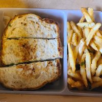 Vegan grilled cheese and fries at TownHall in Columbus