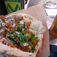 Shawarma sandwich with tahini sauce at Nana Express in Frankfurt