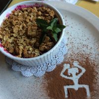 Berry cobbler modified to be vegan (no ice cream or whipped cream) at Bit & Spur in Springdale