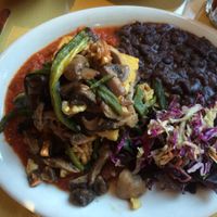 Vegan polenta stack--amazing! at Bit & Spur in Springdale