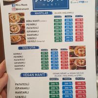 Menu as of March 2025 at Mira Mantı in Istanbul