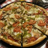 Mushroom pepper tomato   at Prince Pizzeria in Saugus