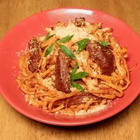 Steak marinara at The Vegan Regime in Istanbul