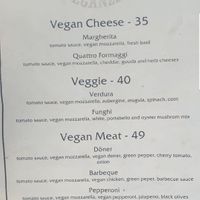 Pizza menu at The Vegan Regime in Istanbul