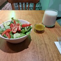Small salad, dressing and ayran. #Veganuary at The Vegan Regime in Istanbul