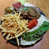Döner plate with fries and bread #Veganuary at The Vegan Regime in Istanbul
