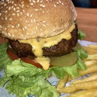 Vegan bacon and cheese burger  at The Vegan Regime in Istanbul