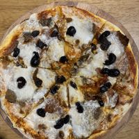 “Meat lovers” pizza  at The Vegan Regime in Istanbul