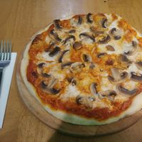 Mushroom pizza at The Vegan Regime in Istanbul