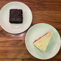 Lemon cheesecake & brownie  at The Vegan Regime in Istanbul