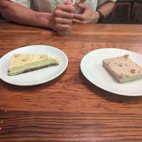 Lemon cheesecake and tahini fudge at The Vegan Regime in Istanbul