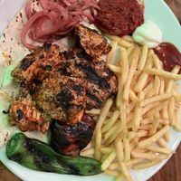 Vegan shish kebab (rice substituted with fries)  at The Vegan Regime in Istanbul