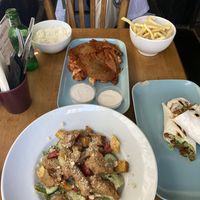 Caeser salad, doner wrap and iskender kebab   at The Vegan Regime in Istanbul