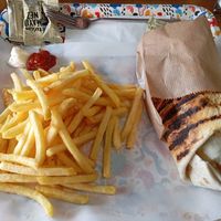 Caesar seitan wrap and fries at The Vegan Regime in Istanbul