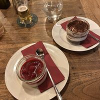 Panna cotta and tiramisu    at Pizza Bertoldi in Prague