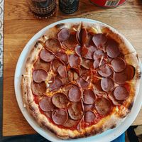 Vegan chorizo and vegan salami and vegan cheese at Pizza Bertoldi in Prague
