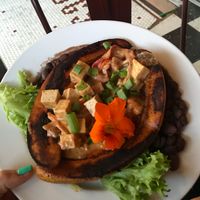 Blackened plantains with scotch bonnet tofu at Guadalupe Cafe in Sylva