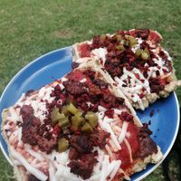 Waffle de pizza mexicana at Puerto Pulsus in Mexico City